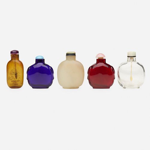 Chinese, Peking glass snuff bottles, collection of five