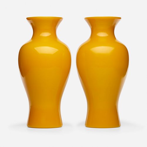 Chinese, Peking glass baluster vases, pair