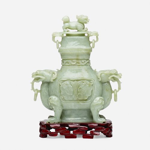 Chinese, Large jadeite censer and cover