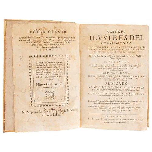 Pizarro y Orellano, Fernando. Varones Ilustres del Nuevo Mundo. Madrid: Diego Díaz de la Carrera, 1639. First edition.