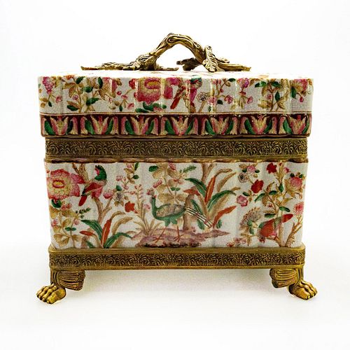 Decorative Ceramic And Copper Lidded Box