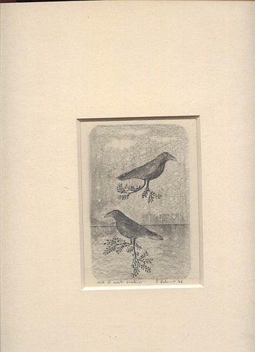 FRANCESCO BALSAMO - Catania 1969<br><br>Forest blackbird snow, 2006<br>Pencil on paper,  16,5 x  12.5 cm<br>Signed, dated and titled on the back<br>Go