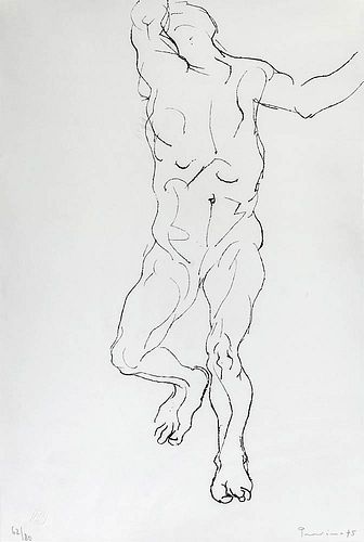 SALVATORE PROVINO<br>Bagheria (Palermo), 1943<br><br>Nude of a man, 1975<br>Litography, 62 x 38 cm<br>Signed and date lower right: Salvatore Provino, 