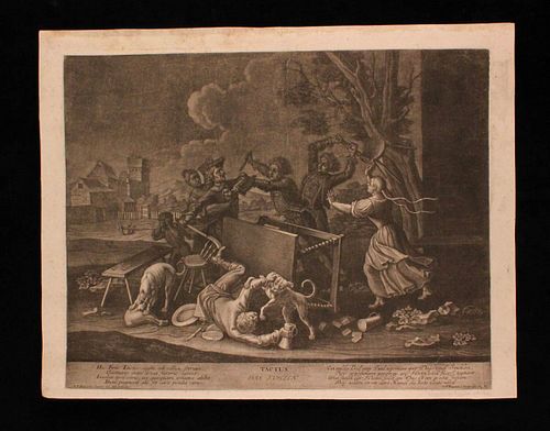 Philipp RUGENDAS (1666-1742)<br><br>Allegory of the Five Senses, 1690; Series of 4 half-etched engravings by Georg Philipp RUGENDAS (1666-1742), print