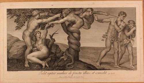 Antonio Capellan (1730- 1793)<br><br>The expulsion from Earthly Paradise, 1772; Burin engraving by Antonio Capellan (1730-1793), taken from Michelange