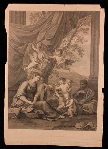 Francesco Bartolozzi (1728 - 1815) <br><br>The Holy Family, 1796; Etching and pointillé by Francesco Bartolozzi (1728 - 1815) taken from a painting by
