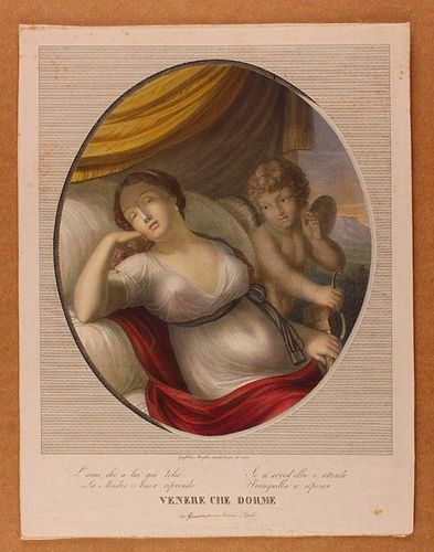  Guglielmo Morghen (1758-1833) <br><br>Venus sleeping / Cleopatra, 1810; Pair of copper engravings by Guglielmo Morghen (1758-1833) printed in 1810 in