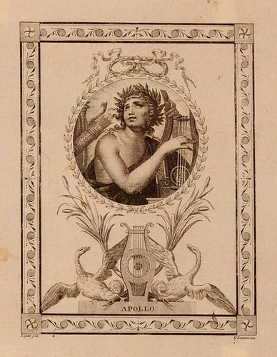 VARIOUS ARTISTS<br><br>Apollo and the Muses, 1810; Pointillé engravings from the paintings of Louis Lafitte (1770-1828) - series of 10 tavv. engraved 