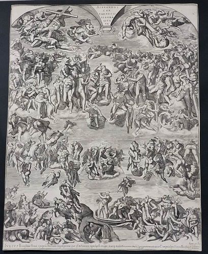 Giulio Bonasone (Bologna, 1498 - 1576)<br><br>Universal Judgment, 1696; Burin engraving by Giulio Bonasone (Bologna, 1498 - 1576) by Michelangelo, III