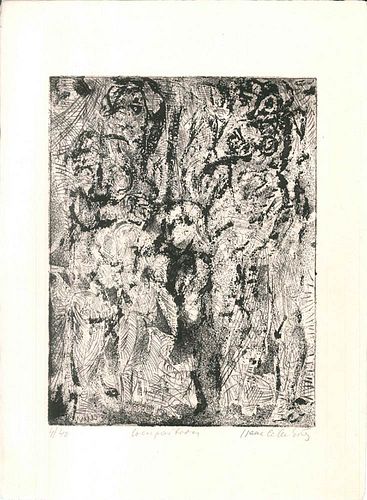 Isaac Celnikier<br><br>Composition<br>Etching, aquatint, and drypoint on paper, 38,2 x 28 cm<br>Composition is a beautiful etching, aquatint, and dryp
