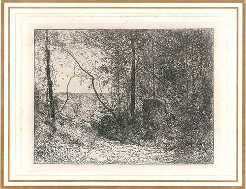 Jean Achard<br><br>In the Wood<br>Etching on paper, 20,5 x 27,5 cm<br>In the Wood is an original artwork realized by Jean Achard in the second half of