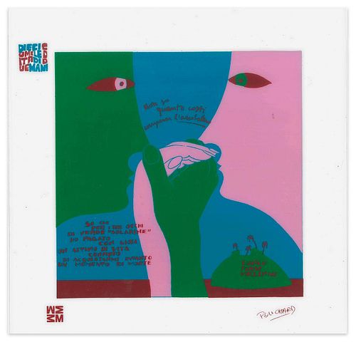 Ennio Pouchard<br><br>Rainbow, 1973<br>Color silk-screen print on acetates, 29.9 x 29.9 cm<br>Arcobaleno is a color silk-screen print on acetates, rea