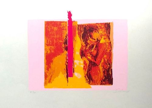 Nicola Simbari<br><br>Pink Nude, 1976<br>Serigraphy, 50 x 70 cm<br>Pink Nude is an original serigraph realized by Nicola Simbari in 1976. Hand signed 
