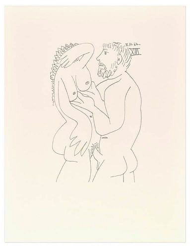 Pablo Picasso (after)<br><br>Le goût du Bonheur - 18.10.64 XIII, 1998<br>Colored litograph, 32 x 24.5 cm<br>Le goût du Bonheur - 18.10.64 XIII is a co