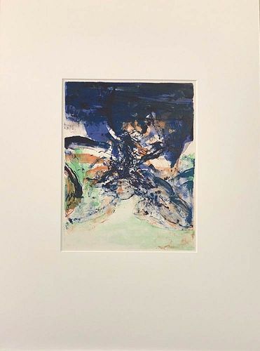 Zao Wou-Ki<br><br>Abstract, 1975<br>Litografia, 35.5 x 26.5 cm<br>From the Portfolio “San Lazzaro et Ses Amis. Hommage au fondateur de la revue XXe si