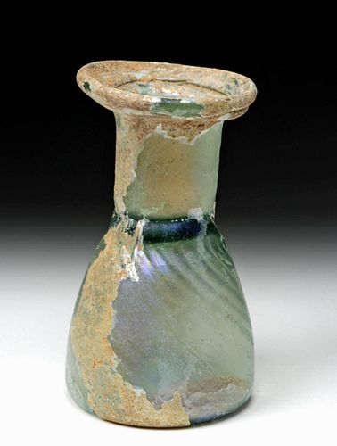 Roman Green Glass Iridescent Sprinkler Flask