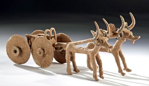 Near-Miniature Anatolian Bronze Chariot w/ Oxen Pulling