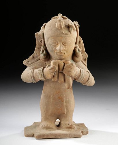 Jamacoaque Pottery Seated Musician w/ Pan Flute