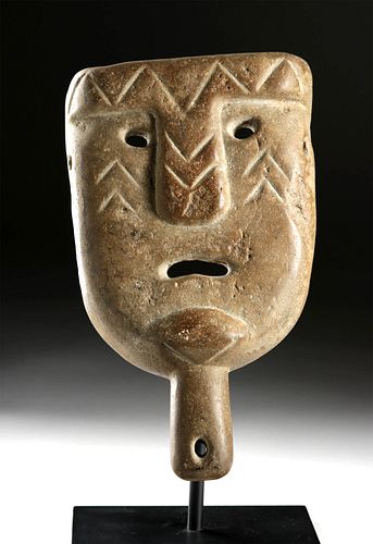 Mapuche Stone Clava Scepter w/ Mask Finial