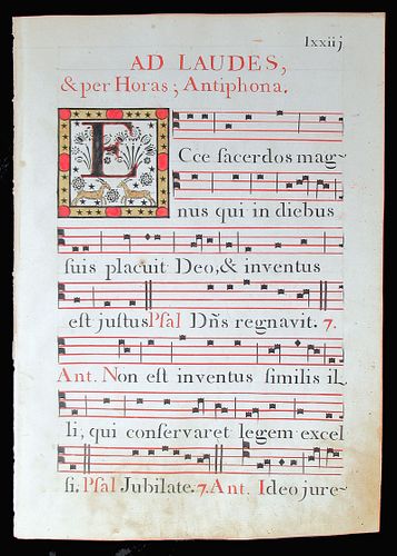 Gregorian Chant, circa 1778 Italy - Courtesy Charles Edwin Puckett, Ohio