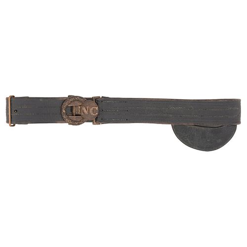 Civil War Confederate North Carolina Two-Piece Buckle with Original Leather Belt