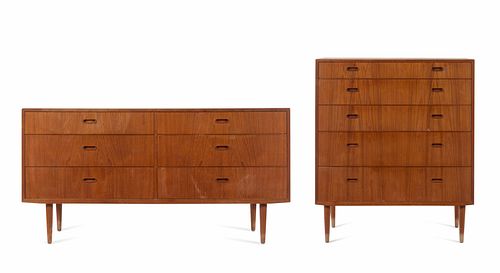Falster Ma¸belfabrik
Danish, Mid 20th century
Highboy Dresser and Six Drawer Dresser