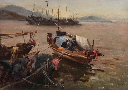 Terence Tenison Cuneo
(British, 1907-1996)
Harbored Fishing Boats