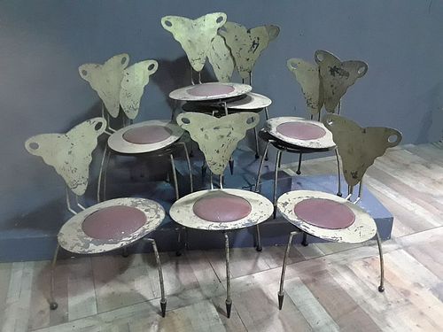 Set of ten Italian Mid-century Metal Chairs - Courtesy of Finnegan Gallery, Illinois