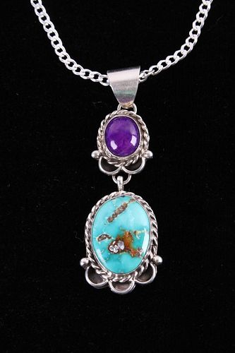 Navajo Sugalite & Kingman Turquoise Necklace