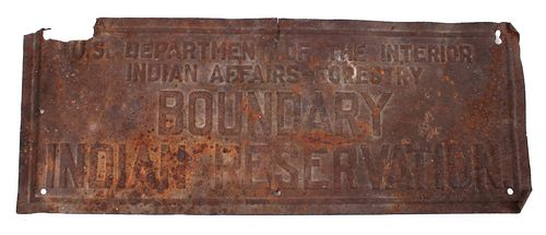 Rare Flathead Indian Reservation Boundry Sign