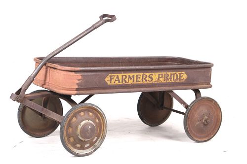 Mid 1900's Red Farmers Pride Metal Wagon