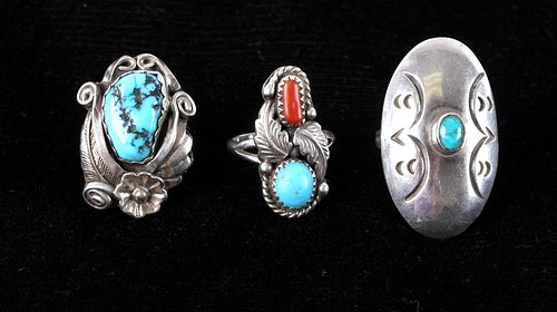 Navajo Old Pawn Sterling Silver & Turquoise Rings