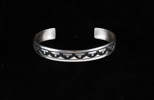 Navajo T&R Singer Stamped Sterling Silver Bracelet