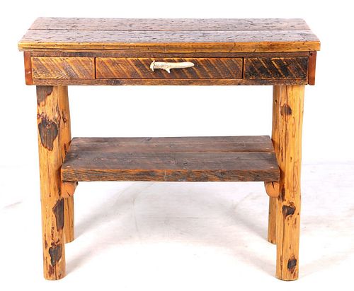 Montana Reclaimed Rough Sawn Table & Antler Pull