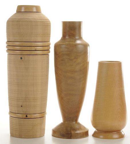 Three Pankion Turned Wood Vases