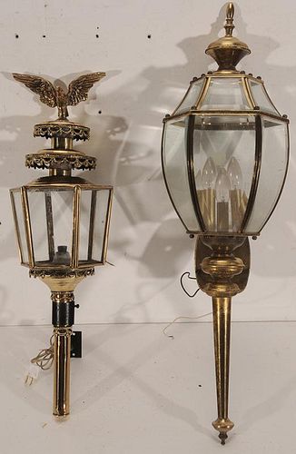 Two Brass and Glass Torch-Form