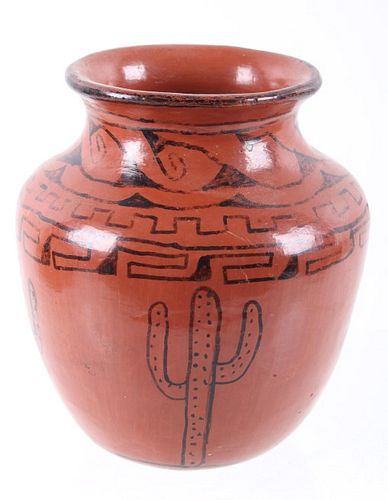 Acoma Pueblo Polychrome Painted Pottery Jar