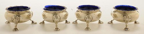 Set of Four English Silver Open Salts