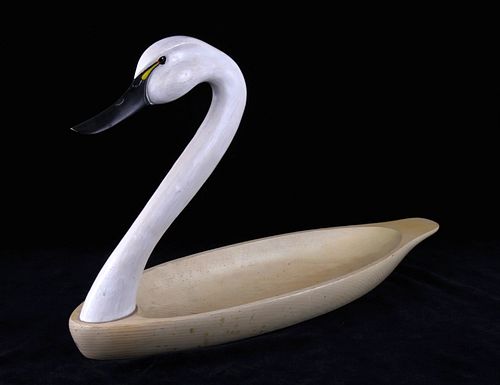Bridger Trading Co. Hand Carved Swan Centerpiece