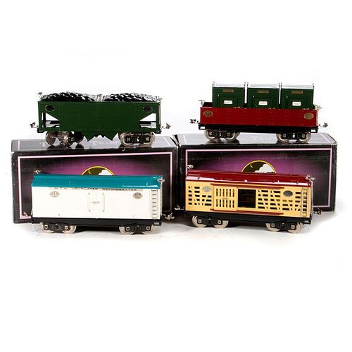Standard Gauge (4) MTH Tinplate Traditions Freight Cars with Original Boxes