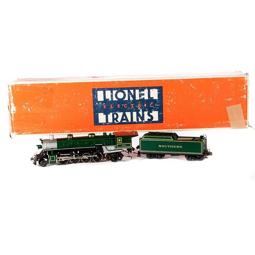 O Gauge Lionel Southern 2-8-2 Mikado and Tender with very worn box and styrofoam