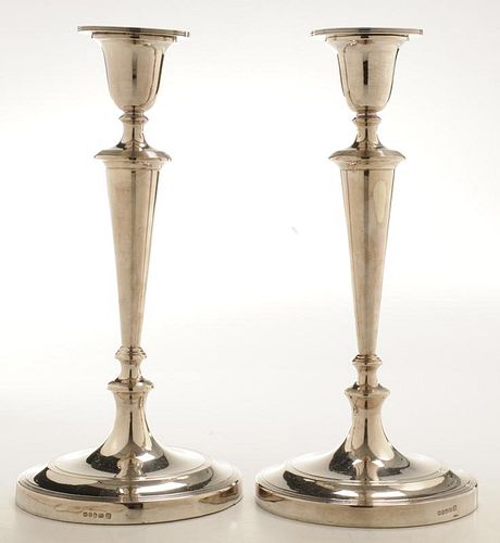 Pair English Silver-Plate Candlesticks