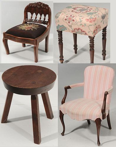 Two Footstools and Two Chairs