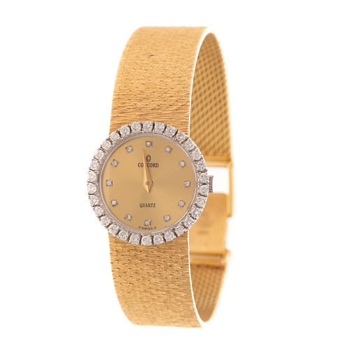 A Lady's 14K Gold Concord Diamond Wrist Watch