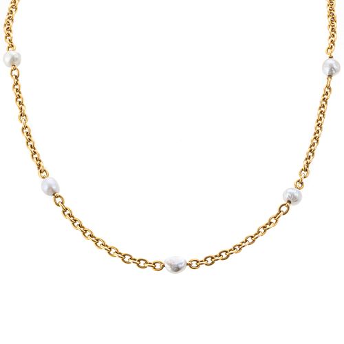 A 18K Vintage Natural Pearl Necklace with GIA Cert