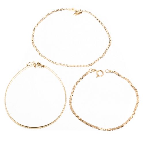 A Trio of Gold Link Chains in 14K
