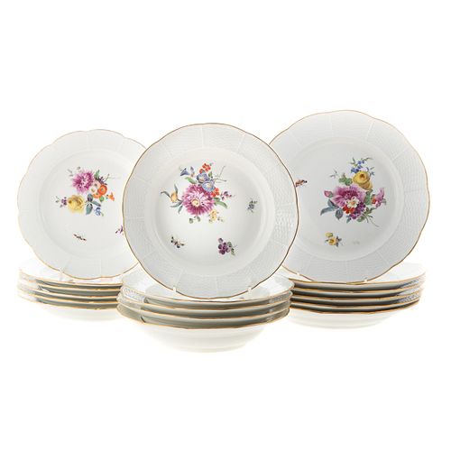 17 Pieces Meissen Porcelain Dinnerware