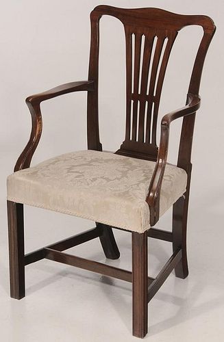 George III Mahogany Open-Arm Chair