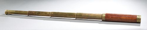 Antique Mahogany and Brass Five Draw Telescope, 19th c., by Adie & Son, Edinburgh, so incised on the first draw, H.- Closed 12 in.,...