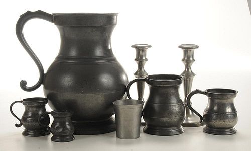 Eight Pieces English Pewter